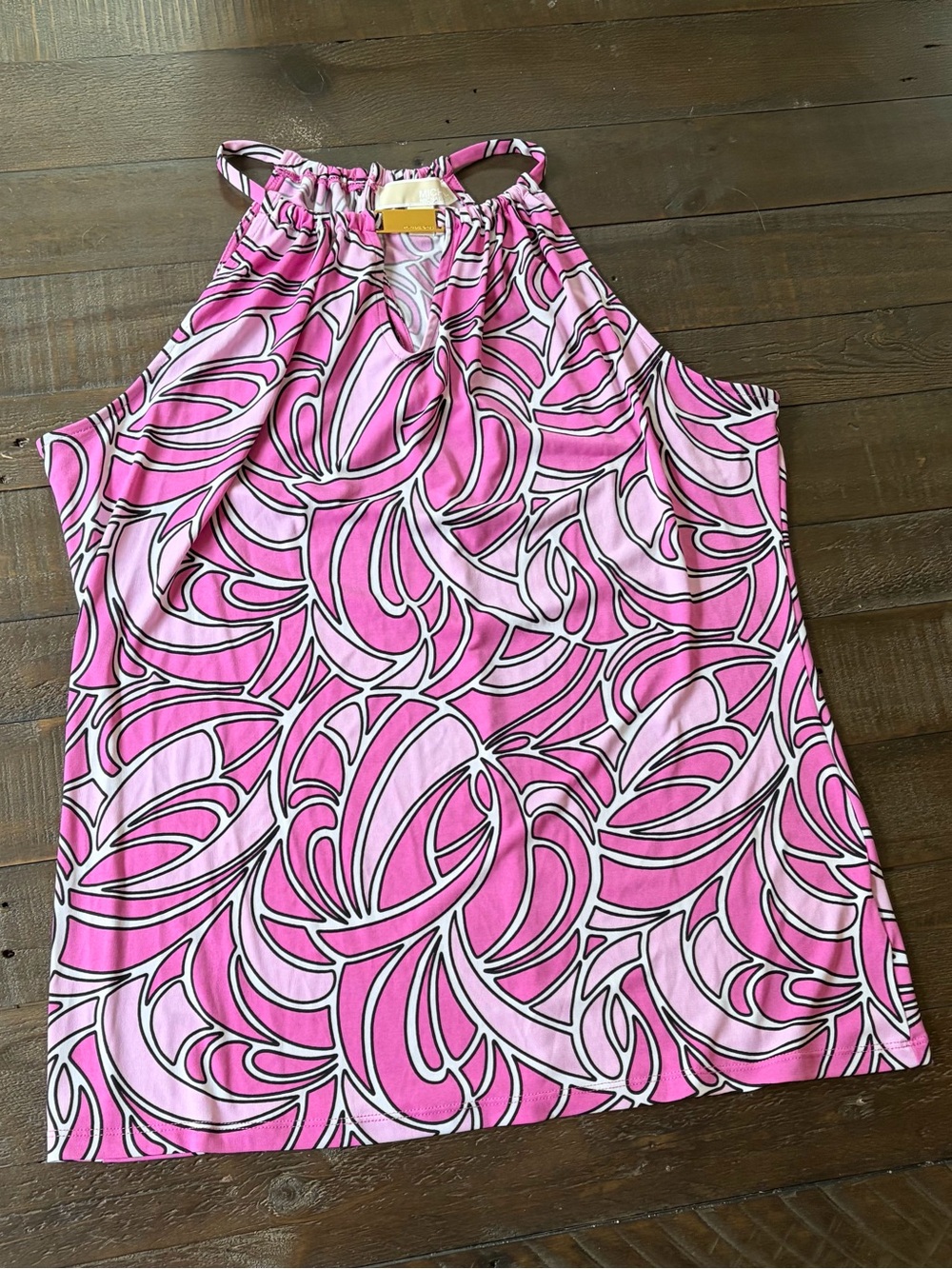 Michael Kors Pink and White Graphic Halter Top